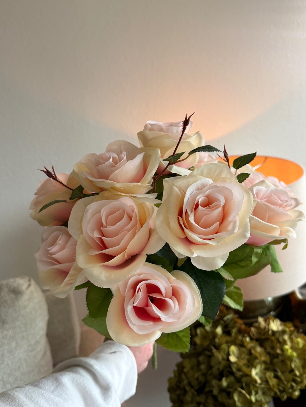 NWT Hobby Lobby Soft Pink Rose Bouquet Faux Floral Arrangement